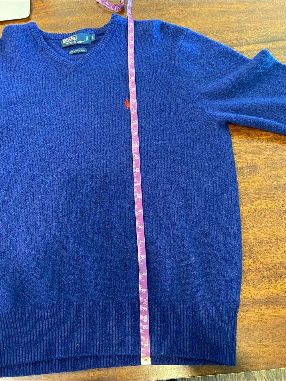 Vintage Polo Ralph Lauren Mens V Neck Sweater size large 100% lambswool preppy